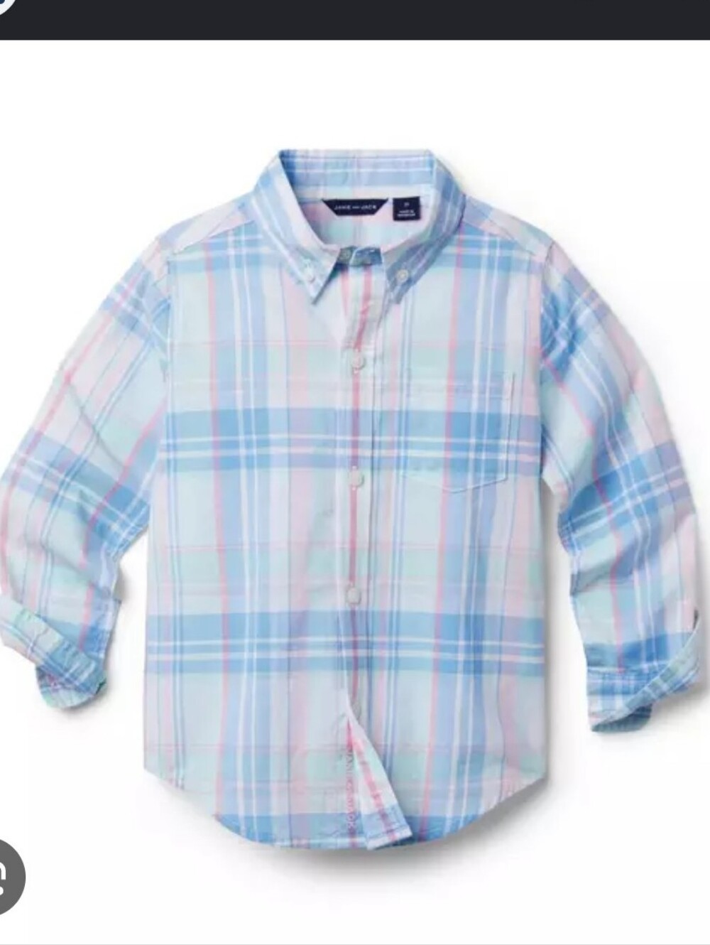 Janie and Jack Light Blue & Pink Plaid Button-Down Shirt
